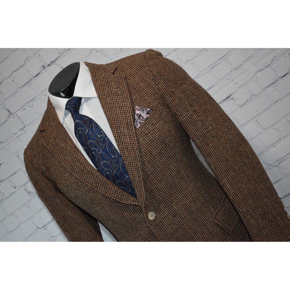 Britches of Georgetowne Blazer Mens Brown Tweed Wool Sport Coat Two Button 40 R
